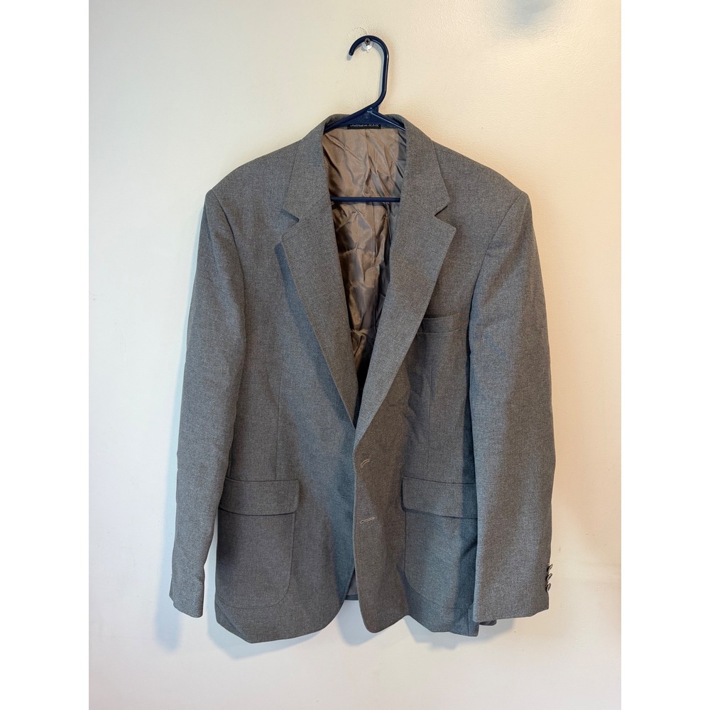 Edgeworth Mens Gray Two Button Crest Button Blazer Sport Coat Jacket 43L